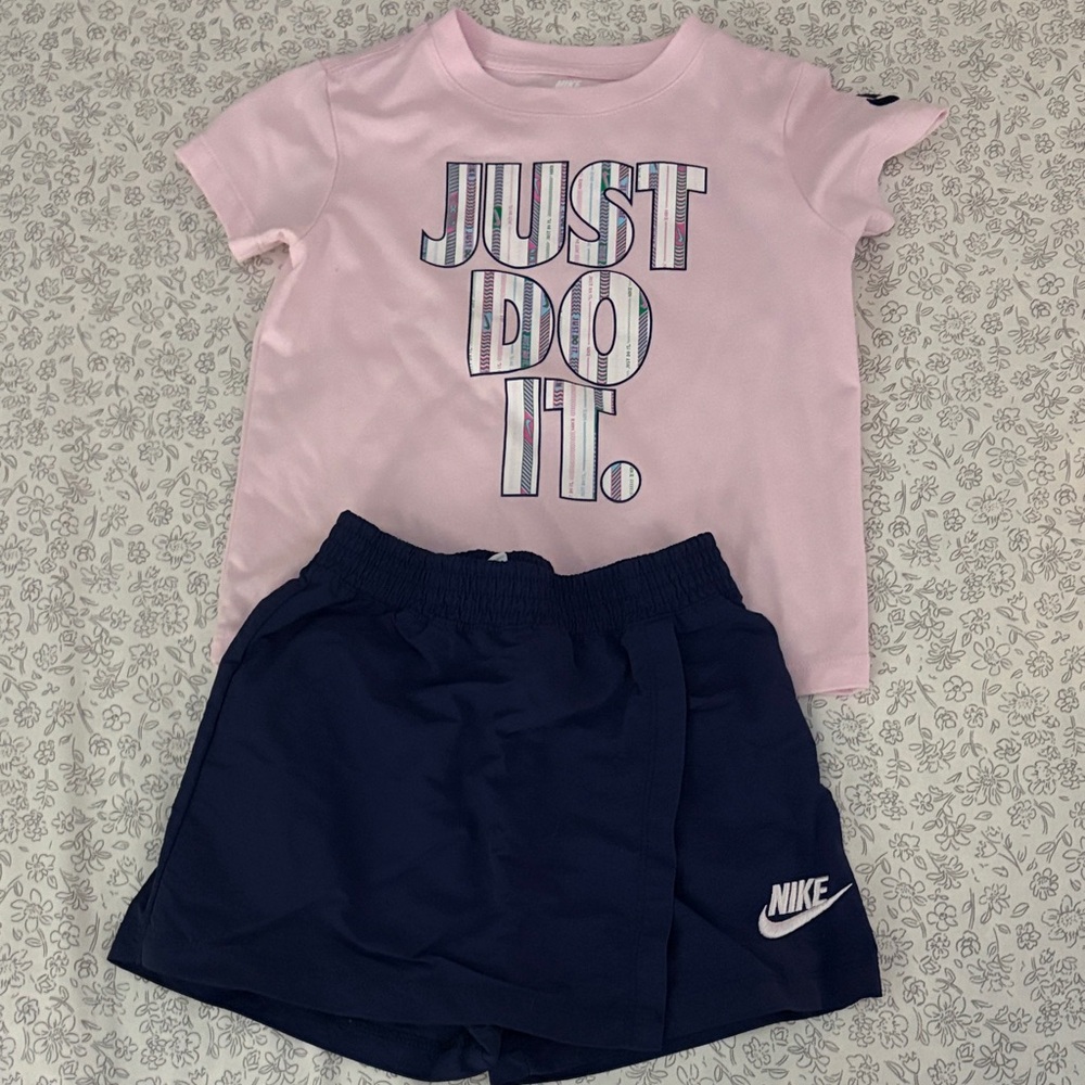 Nike Pink T-Shirt and Navy Skorts Set